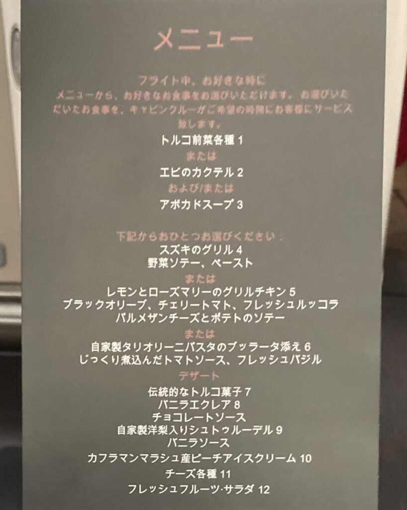 ターキッシュエアライン イスタンブール-羽田便のビジネスクラス