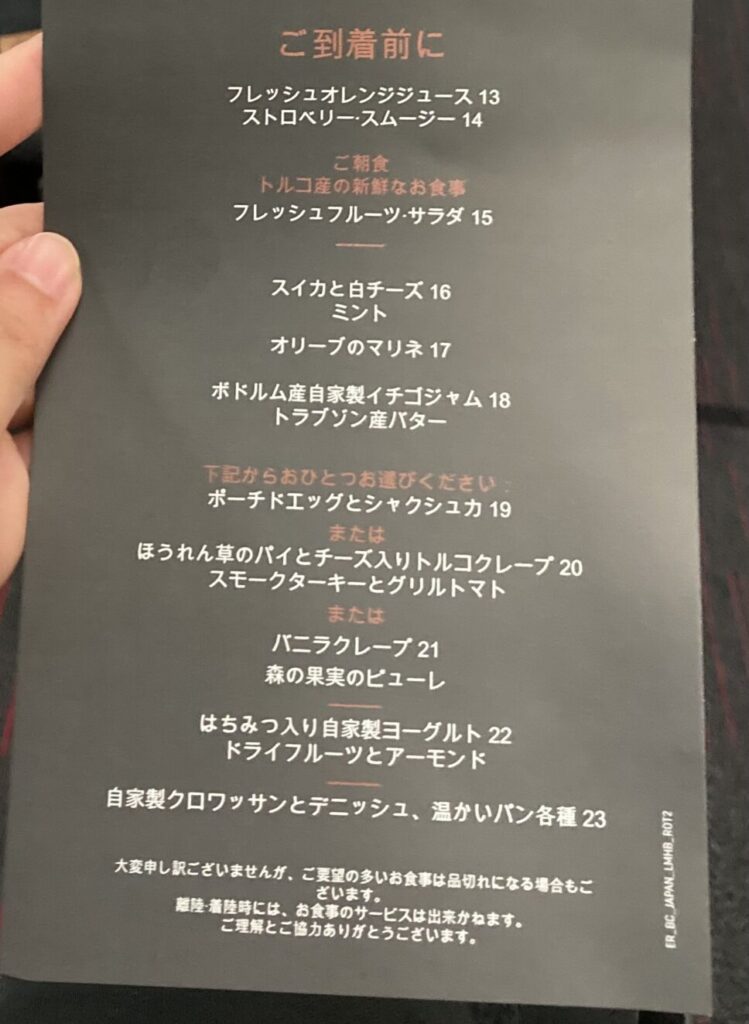 ターキッシュエアライン イスタンブール-羽田便のビジネスクラス